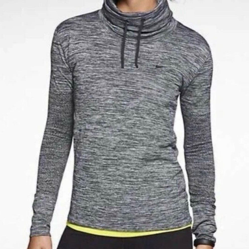 Nike Dri-Fit High Turtle Neck Cowl Running Workout Shirt Women’s Small Gray